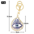 Rhinestone Evil Eye Teardrop Keychain Gold Tone Metal Charm view 3