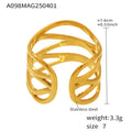Open Multi Band Cross Wave Ring Gold Two Tone Steel view 6