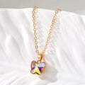 Gold Tone Crystal Butterfly Pendant Necklaces in Five Colors view 8