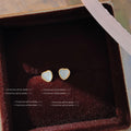 Gold Tone Pearlescent Heart Stud Earrings In Pink Blue And Peach view 7