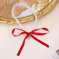 Faux Pearl Choker Necklaces Satin Ribbon Bow Gold Heart view 10