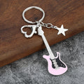 Metal Guitar Keychain With Star Charm And Heart Clasp, 24 Styles view 10