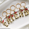 Gold Tone Cherry-Sprig Bubble Letter Keychains from A to Z view 2