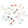 White Enamel Unicorn Charms with Colorful Mane and Tail view 2