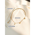 Open Bar Cuff Ball Tassel Chain Bracelet Gold Steel view 2