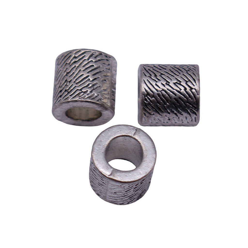 8.1x8x7.9mm 1.6g Antique Silver Zinc Alloy Textured Large Hole Spacer Beads for Dreadlock Jewelry