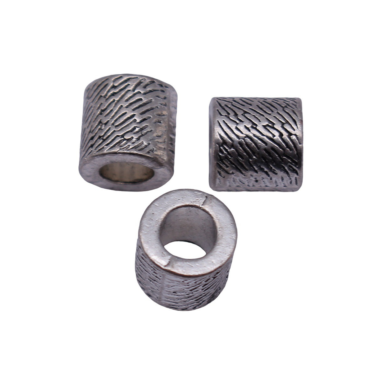 8.1x8x7.9mm 1.6g Antique Silver Zinc Alloy Textured Large Hole Spacer Beads for Dreadlock Jewelry