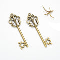 Vintage Double-Sided Floral Vine Key Charm Pendant 53x18mm