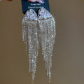 Rhinestone Circle Fringe Earrings in Four Long Designs view 8