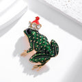 Green Gold Tone Frog Crystal Enamel Metal Brooch Pin view 4