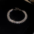 Rhinestone Zigzag Bracelet And Choker Necklaces Silver Black view 6