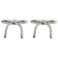 Silver Tone Sculpted Long Tail Ribbon Bow Stud Earrings For Women view 5