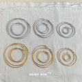 Thin Round Hoop Earrings In Six Sizes And Silver Gold Tones view 4