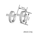 Silver Cross Design Huggie Hoop Earrings Clear Stones view 4