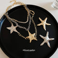 Textured Star Brooches and Multi Layer Star Necklace view 2