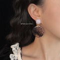 Lilac Stud Smoky Purple Marbled Acrylic Disc Drop Earrings view 3