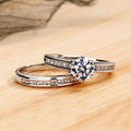 Round Solitaire Three-Band Ring Set In Polished Silver Tone view 3