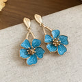 Enamel Flower Drop Earrings in Six Bright Color Options view 9