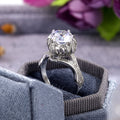 Silver Tone Round Clear Stone Leaf Shoulder Ring Statement Jewelry view 4
