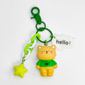 Cartoon Animal Figure Keychain With Star Charm And Speech Bubble Tag view 3