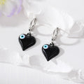 Silver Tone Puffy Heart Evil Eye Huggie Earrings in Five Colors view 7