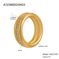 Gold Triple Band Stack Ring Middle Zircon Line Stainless view 6