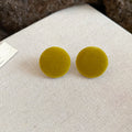 Flocked Round Button Stud Earrings in Three Colors view 7