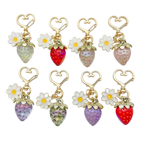 Image 1 showing a set of six charms with flowers and hearts.