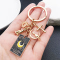 Black Celestial Tarot Cat and Moon Charm Keychain Pair with Gold Tone Hardware view 4
