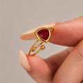 Gold Open Band Triangle Glass Stone Adjustable Ring view 4