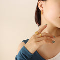 Gold Twisted Rope C-Hoop Stud Earrings Metal Alloy Pair view 4