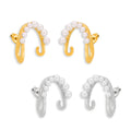 Imitation Pearl C-Shape Stud Earrings Gold Silver Titanium view 5