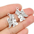 Antique Silver Tone Angel Girl Pendants with Stars and Crescent Moon view 5