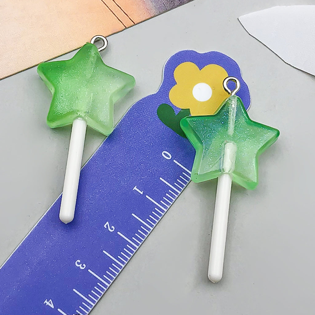 Glitter Resin Lollipop Heart Round Star Charm Pendant for Earrings Keychain DIY