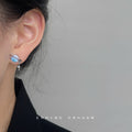 Blue Planet Saturn Stud Earrings Silver Star Charm Pair view 3