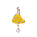 Red Gold Tone Dancing Woman Enamel Pearl Look Three Designs Metal Brooch Pin view 6