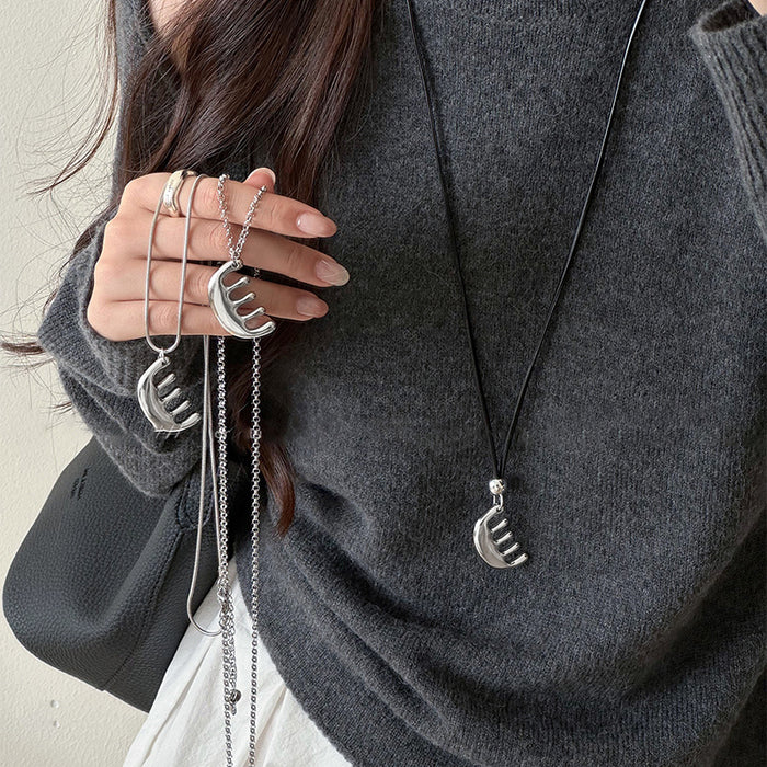 Silver Tone Necklace Trio With Sculptural Pendants