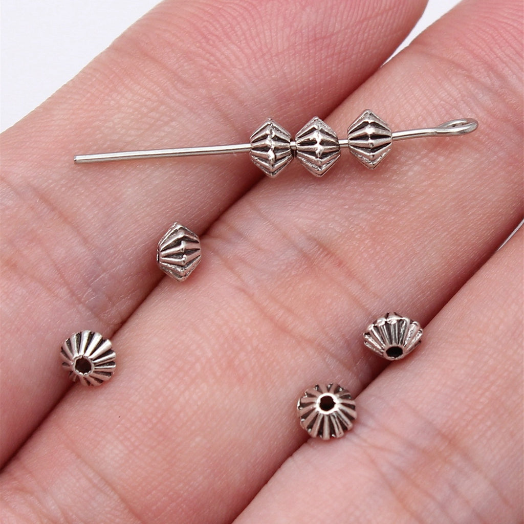 4.8x4.8x3.6mm 0.2g Multicolor Zinc Alloy Double Sided Carved Cone Spacer Beads for Bracelet Necklace DIY