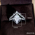 Pear-Shaped Clear Solitaire Halo Two-Ring Set In Silver Tone view 4