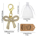 Rhinestone Ballet Bow Lobster Clasp Charm Silver Gold view 2