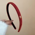 Slim Flocked Fabric Headband Gold Love Plaque 9 Colors view 12