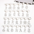 Silver Rhinestone Letter Keychain Initial Metal Bag Charm view 1