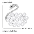 Pearl Body Swan Brooch Rhinestone Neck Crystal Eye Pin view 6