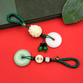 Green Cord Ring Disc Charms, Lotus And Beaded Designs, 2 Styles view 3