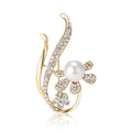 Pearl and Crystal Flower Branch Brooch in Two Metal Tones view 5