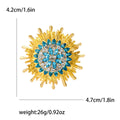 Radiant Blue Crystal Sunburst Lapel Brooch in Gold Tone view 4