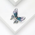 Iridescent Wing Butterfly Brooch With Blue Crystal Accents view 4