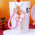 Pearl Strand Crystal Bow Keychains with Cords and Loose Heart Loops view 4