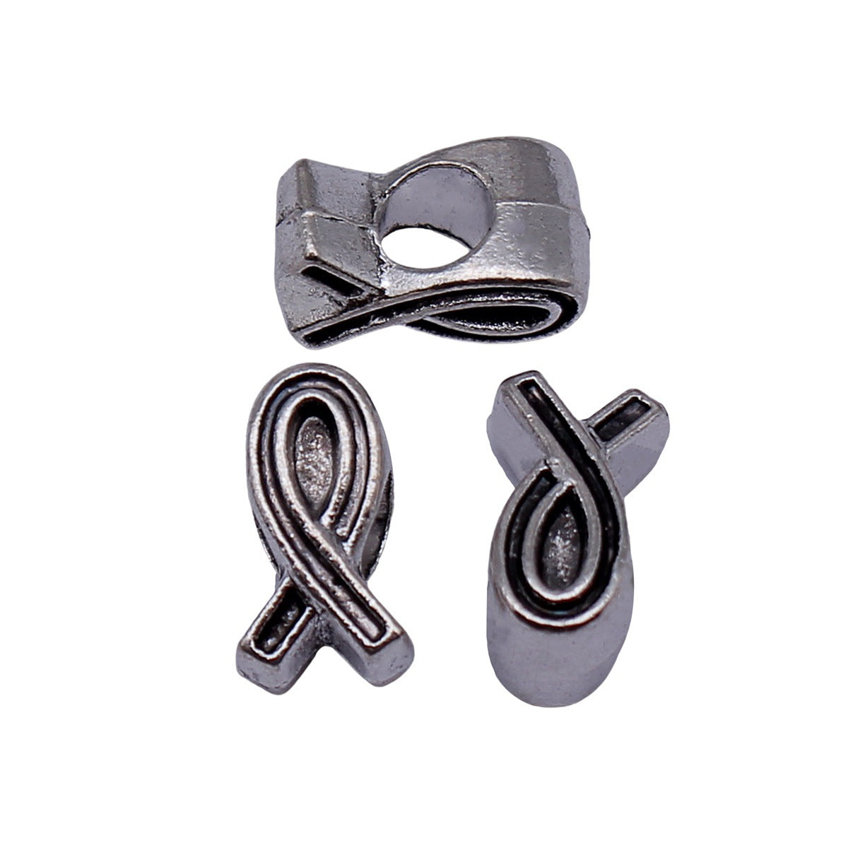 12x7x6mm 1.5g Antique Silver Zinc Alloy Ribbon Large Hole Spacer Double Sided Beads for DIY Bracelet Jewelry Making