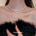 Silver Rhinestone Tennis Choker Single Double Triple Layer view 1